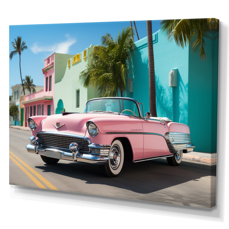 «Miami Miami Cadillac II», art mural sur toile Miami, H 24 po x l 32 po x P 1 po, Toile tendue