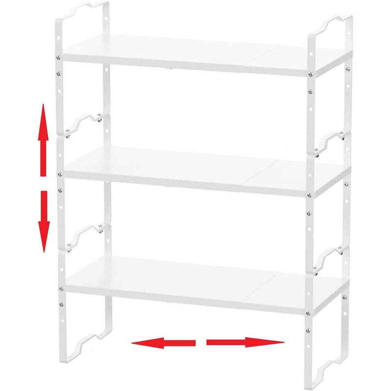 Expandable And Stackable Cabinet Shelf Organizer - Adjustable Kitchen And Bathroom Storage Rack For Countertop, Pantry, Cupboard Organization