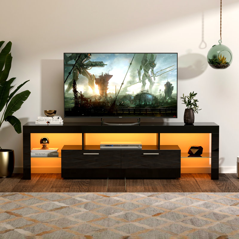 Stylish and Functional TV Stand with Smart Lighting and Cable Management, Ideal for Enhancing Home Entertainment Setup