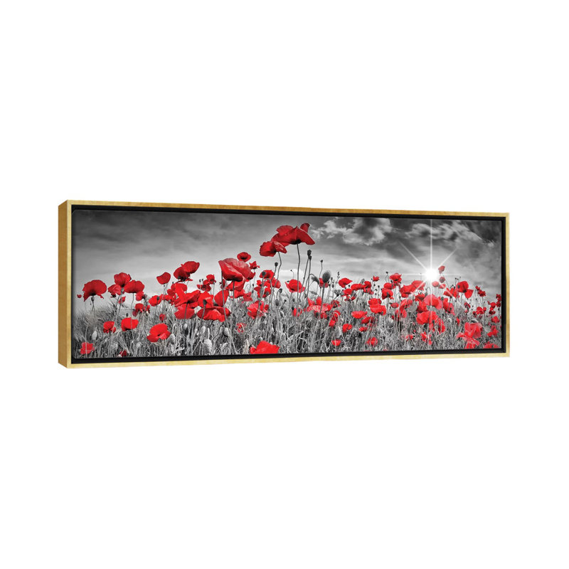 "Champ de coquelicots" par Melanie Viola, reproduction d’art graphique panoramique, H 20 po x l 60 po x P 1,5 po
