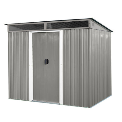 Galvanized Steel Outdoor Storage 8Ft X 6Ft With Lockable Sliding Doors - Keeps Your Items In Good Condition Metal 8 6 Ft Transparent Panel Adds Functionality To Backyard