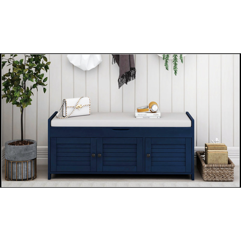 Banc de rangement avec 3 portes à volets Trexm, Marine antique