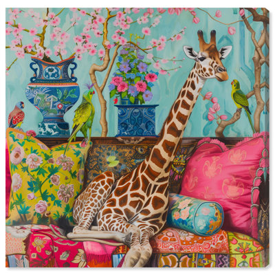 Lounging Giraffe II Canvas Trendy Animal Art by Art Remedy