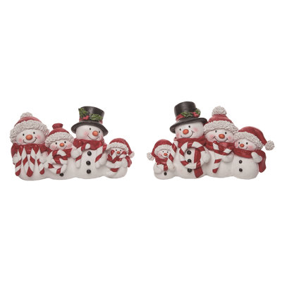  Ensemble de 2 décorations de Noël en résine pour famille rouge / blanc neige
