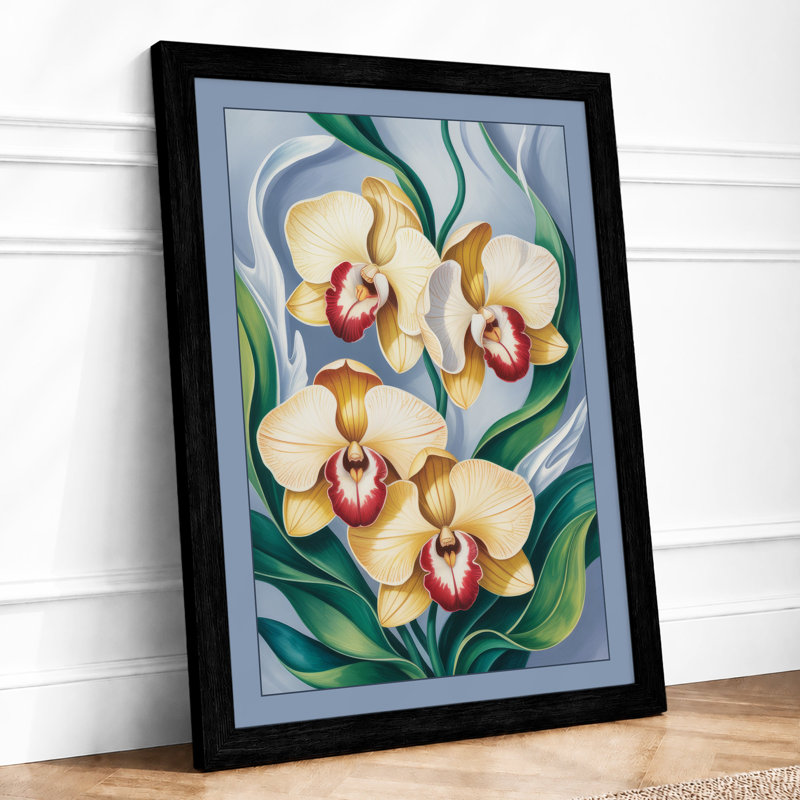 Orchid Study Botanical - Framed Print, A2 - 59.4 x 42.0 cm, Black