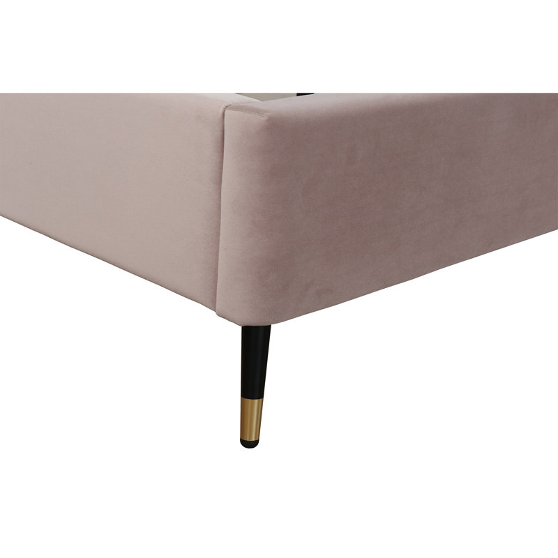 Lit plateforme en bois d'eucalyptus Crosby, Grand, Rose