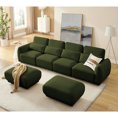 Modular Sectional Sofa,  Comfy Cloud Couch Convertible U Shaped Sofa Couch With 2 Ottoman