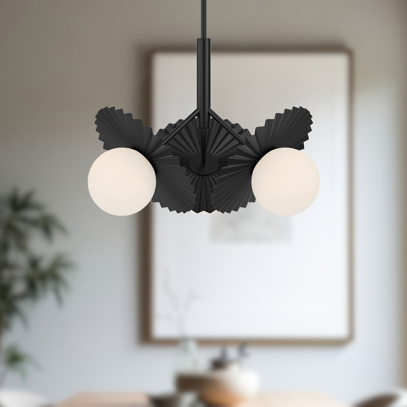Lustre à 3 lumières Laki, Noir mat, H 15,75 po x l 22 po x P 22 po