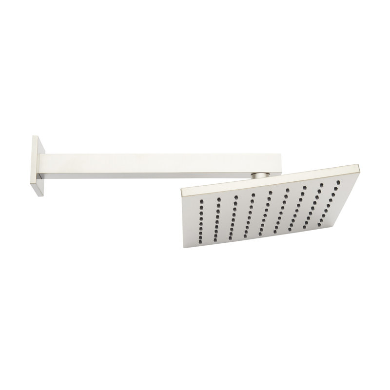 Signature Hardware Rigi Rainfall Shower Head with 18" Wall Mounted Shower Arm, Brushed Nickel