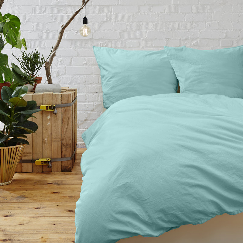 Flatweave Duvet Cover, Full/Queen Duvet Cover + 2 Standard Shams, Aqua