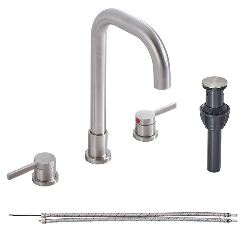 Widespread Bathroom Faucet with Drain Assembly