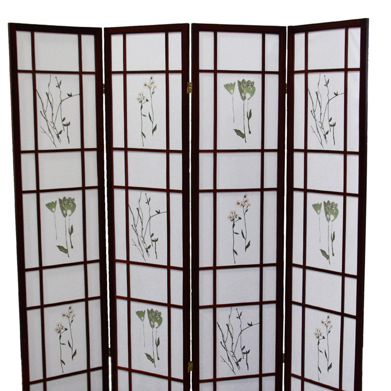 Cloison 70 "à 4 panneaux / cloison" Shoji ", H 70 po x l 60 po x P 10 po, Cerisier