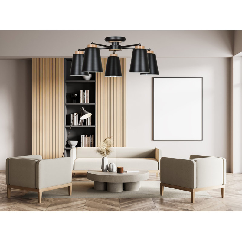 Neville Semi Flush Mount, Black