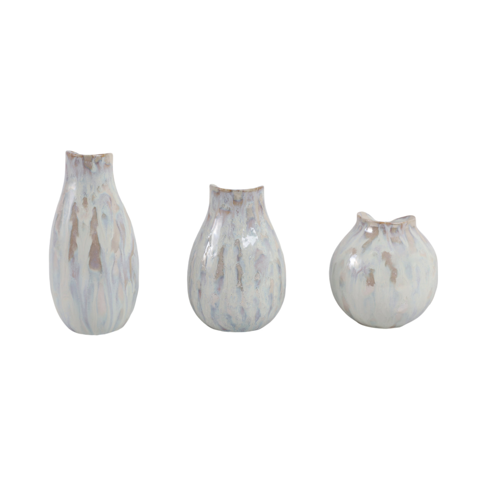 Set Of 3 5/7/8" Khimani Ceramic Vases, Ivory