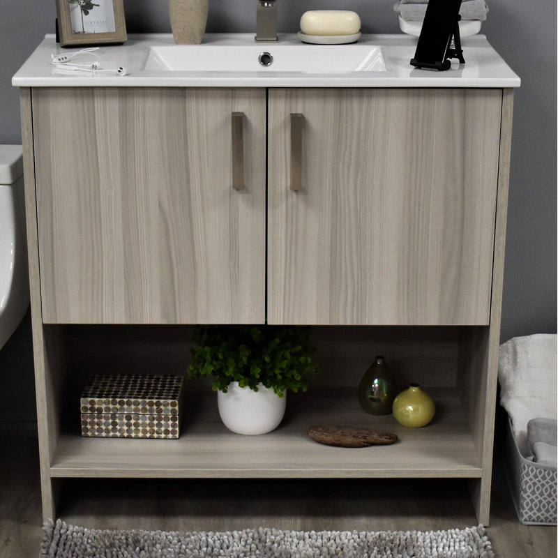 Ensemble de meuble-lavabo simple 30 po Nhyira Anjeli Cabo, Gris cendré