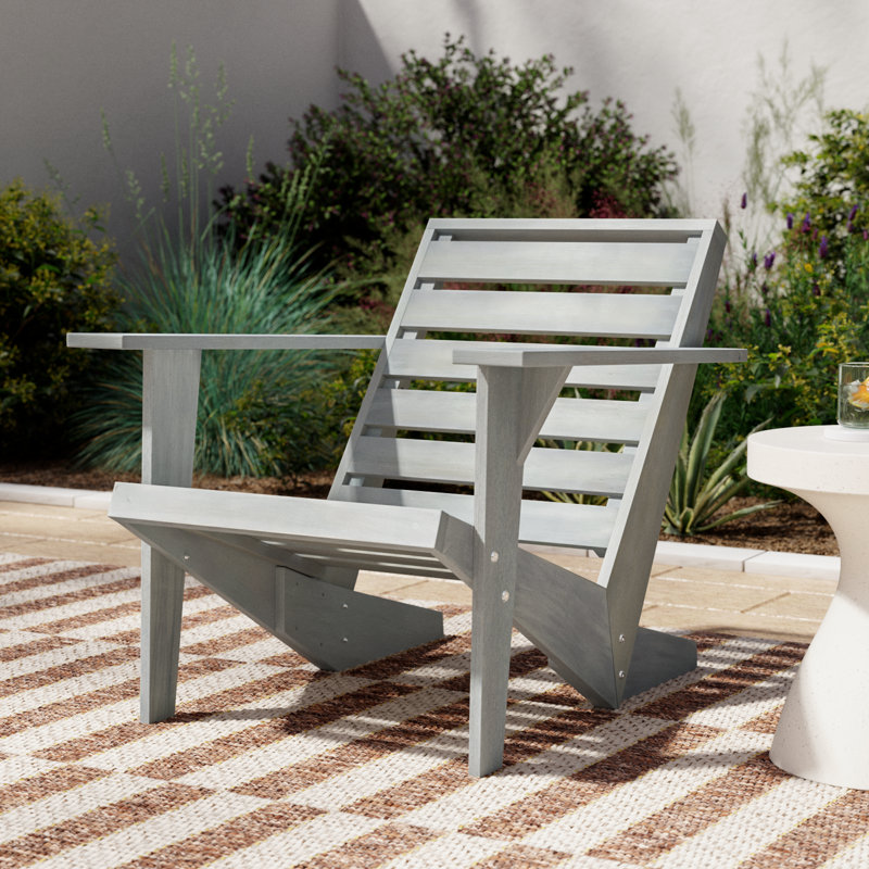 Ursa Acacia Outdoor Adirondack Chair, Ash Gray