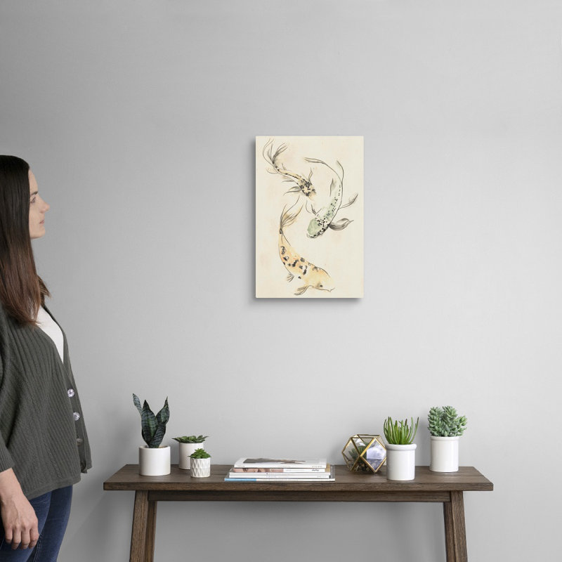 Koi Dance II, art mural sur toile, H 18 po x l 12 po x P 1 po, Toile tendue
