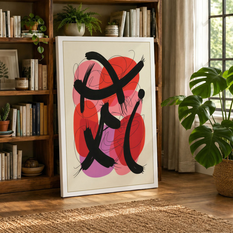 Abstract Geometry and Form Mid-Century - Wrapped Canvas, 30x20 - 76.2 x 50.8 cm, Taupe Border