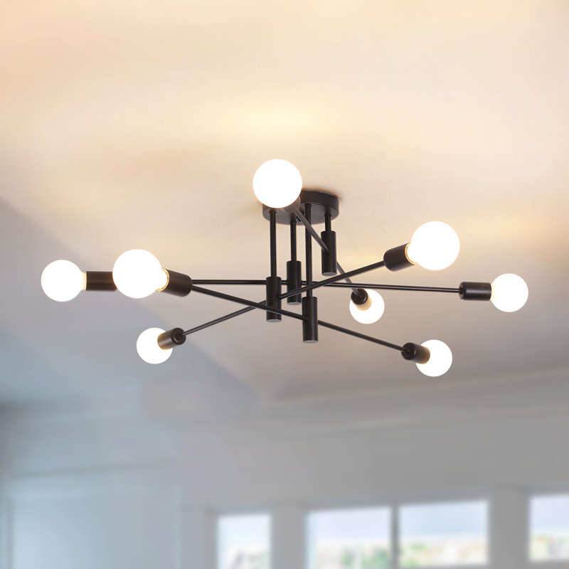 Coblitz 8 - Light 31.9" Dimmable Sputnik Sphere Semi Flush Mount, Black
