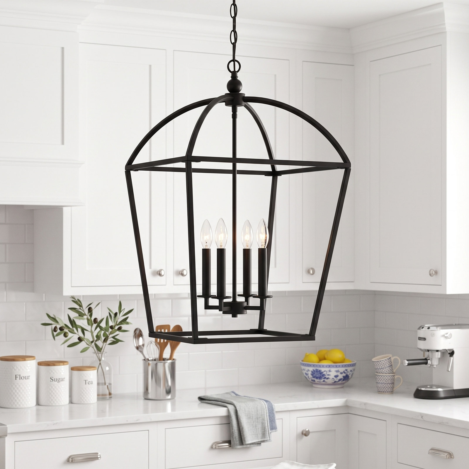 Alfreda 4-Light Chandelier, Matte Black