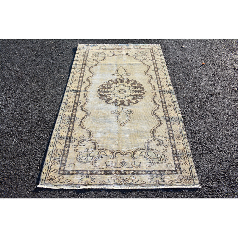 Tapis rétro, tapis marocain, tapis beige tissé à la main, tapis décoratifs 3,6 x 6,2 pi, tapis turc, tapis bohème