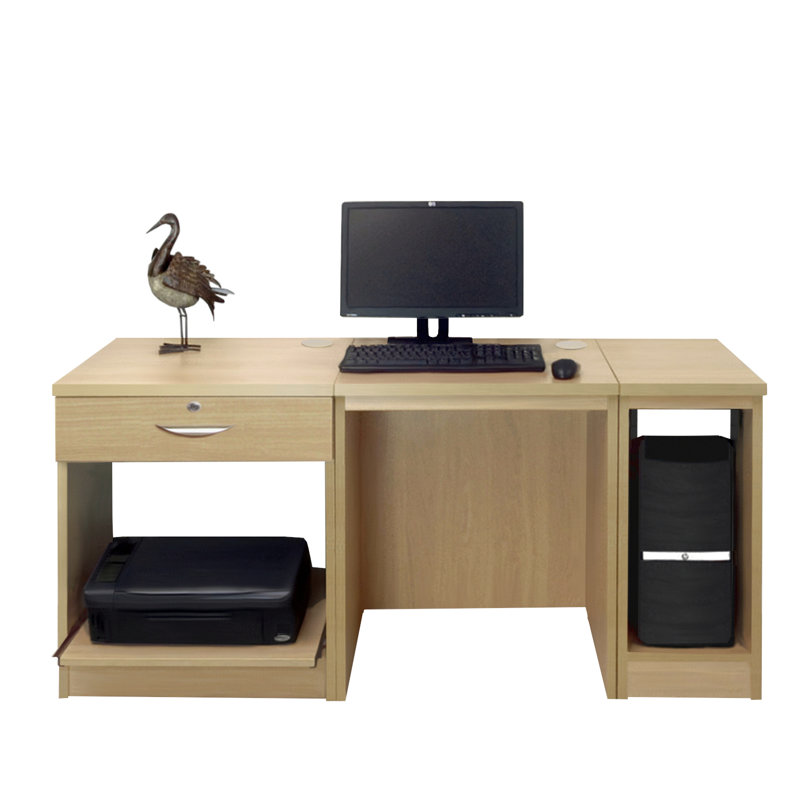 Walshaw Solid Wood Base Computer Desk, Classic Oak