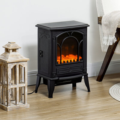 Electric Fireplace Heater, Freestanding Stove with Realistic 3D Flame Effect, 725W/1450W Dual Heating Modes, Overheat & Tip-Over Protection for 215 sq. ft. Spaces