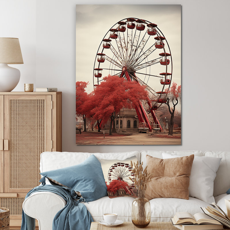 «Red Ferris Wheel Whirling Memories», reproduction sur toile encadrée, H 20 po x l 12 po x P 1 po, Toile tendue