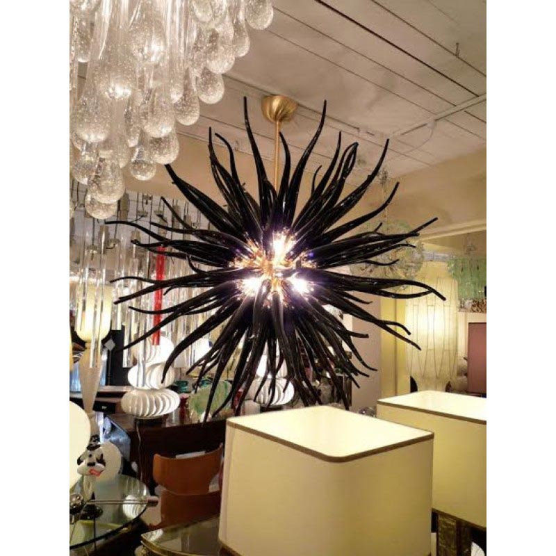 Lustre à 8 lumières Murana, Noir, noir, noir, noir, 30” Wide x 31” Height, Or brossé