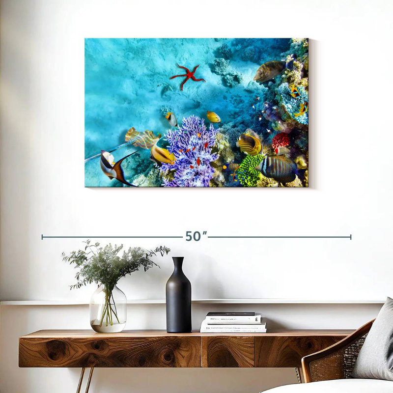 Life Underwater Scene, 24" H x 36" W
