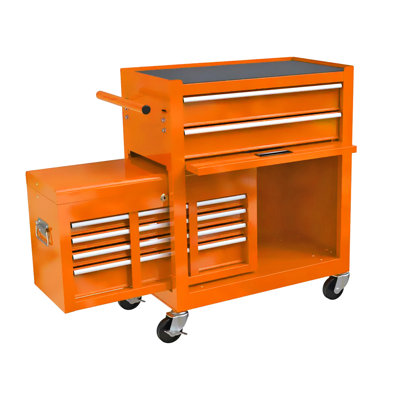 8 Rolling Tool Cabinet With Central Locking - Orange Chest Extra Storage Space