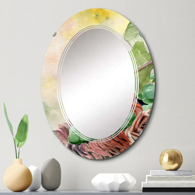 Grappe de raisin vert dans un panier - Miroir mural Farmhouse