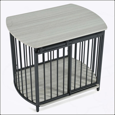Cage pour chien de style meuble de 31,5 po GO pour petits et moyens chiens, chenil d'intérieur en bois avec portes doubles, table de bout moderne