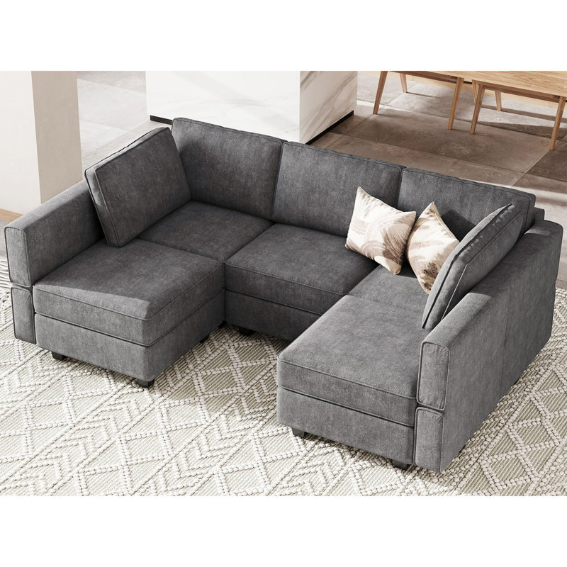 Petit canapé modulaire Kimbrel, Mélange de polyester gris foncé