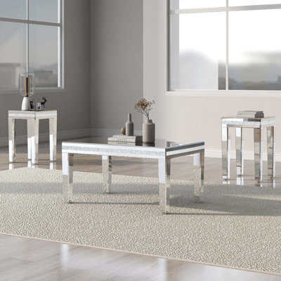 Table basse en verre à la mode moderne, ensemble de 3