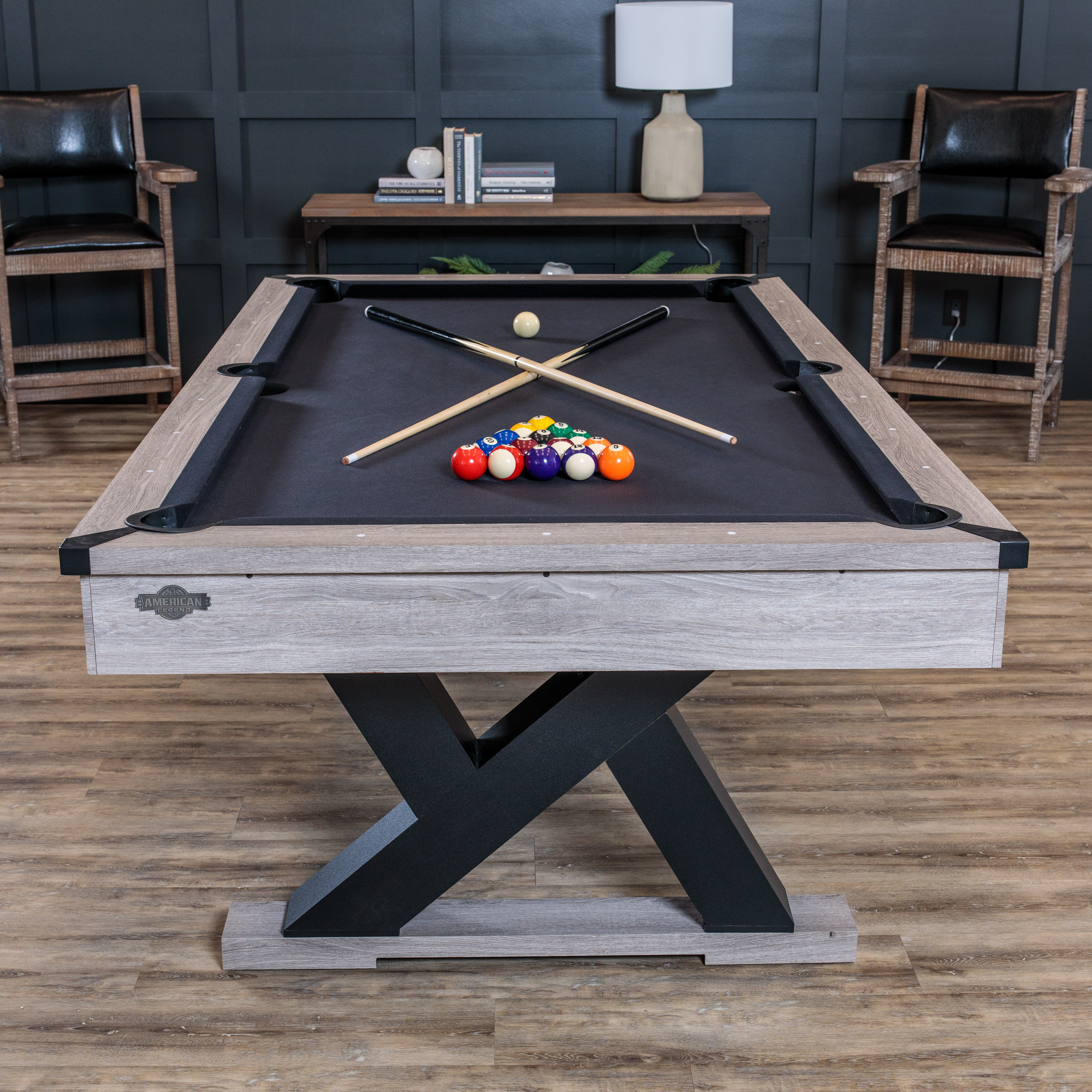 American Legend Kirkwood 90" Pool Table - Antique Gray Finish with Rustic, Modern Design with K-Leg Construction | Wayfair
