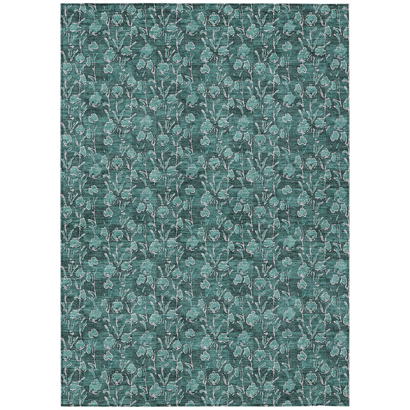 Dejahn Washable Floral Indoor / Outdoor Rug, Rectangle 10' x 14'