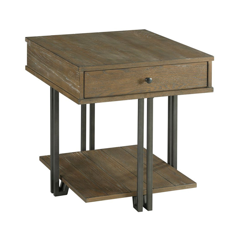Table de bout à 1 tiroir en bois massif avec rangement Premo