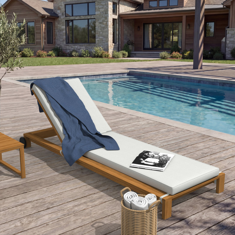 Outdoor Chaise Cushion With Sunbrella Fabric, 21" W x 78" D, Sunbrella® Canvas White