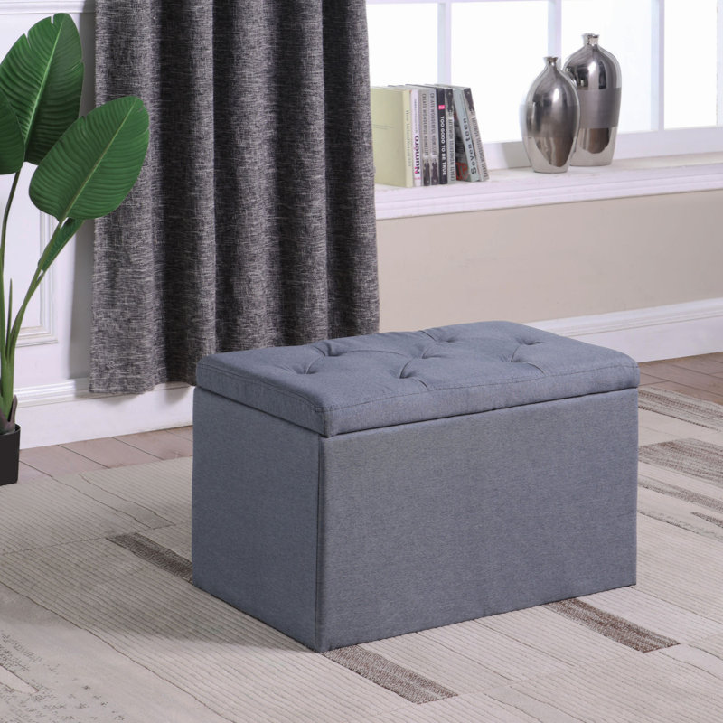 18.5" Tall Tufted Shoe Storage Bench, Dove