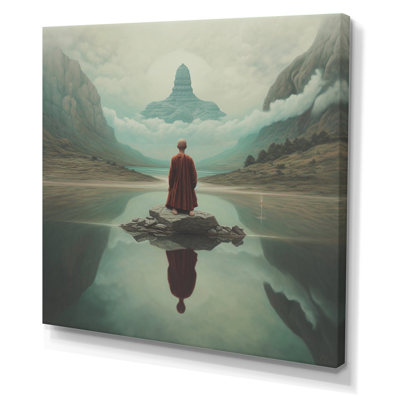 Mindfulness bouddhiste vison méditant sur toile, H 16 po x l 16 po x P 1 po, Toile tendue