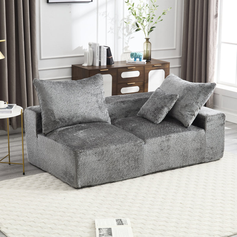 Tissu en chenille pour deux, assurant un moment de détente confortable, Gris