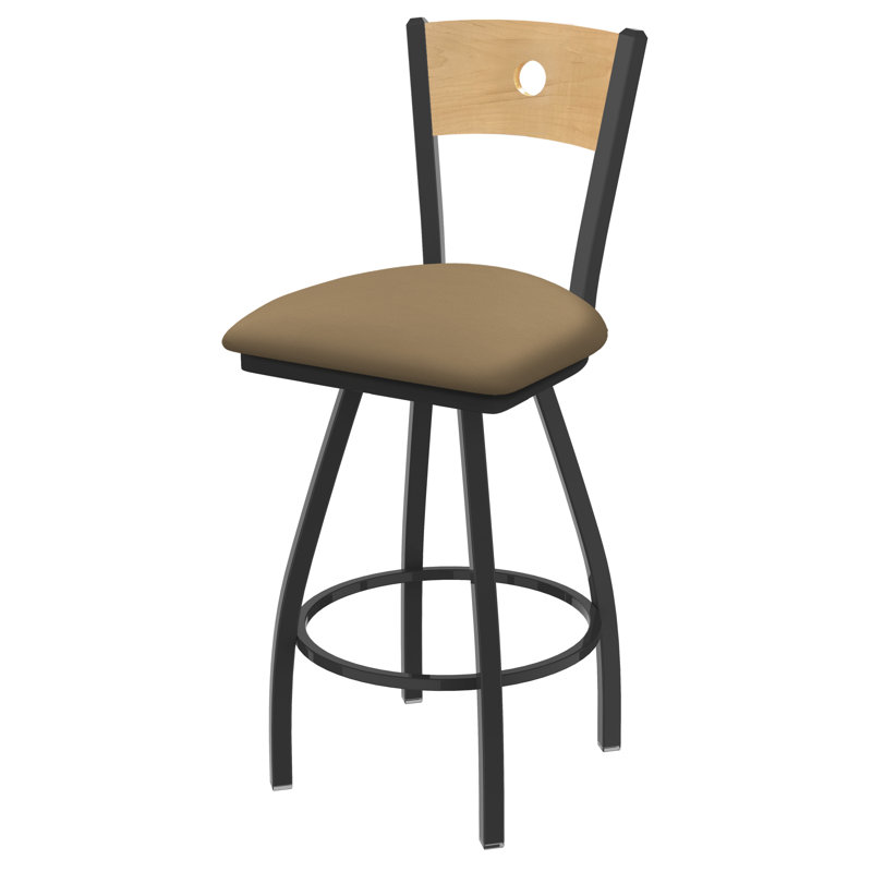Tabouret pivotant Voltaire, Chêne naturel, Étain, Siège Canter Sand / finition érable naturel
