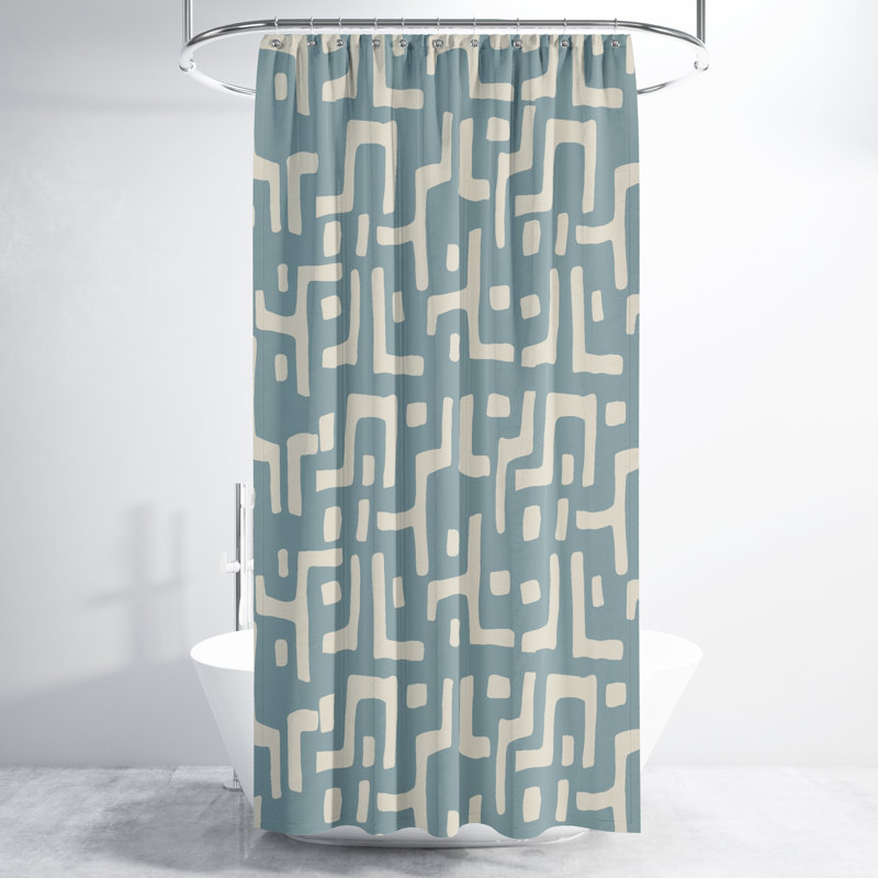Rideau de douche, Bleu / beige