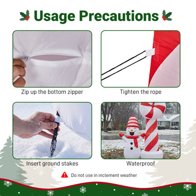 Décoration gonflable de Noël bonhomme de neige avec phare de Noël, polyester 190D et plastique, 1 pièce, décoration de jardin gonflable, blanc / multicolore, bande de lumière clignotante et 71 lumières DEL