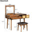 Meuble-lavabo classique 43,3 po en brun avec miroir rabattable, tabouret et trois tiroirs spacieux-187674097
