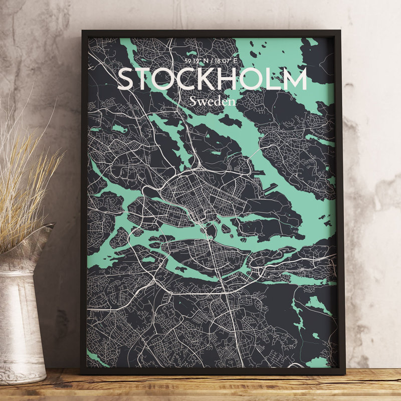 Stockholm City Map - No Frame Print, 60.2 cm H x 27.9 cm W x 0.1 cm D