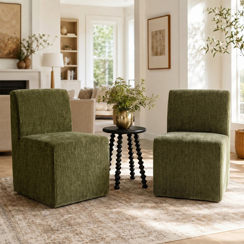 Fauteuil d'appoint rembourré avec roulettes Danielson, Vert