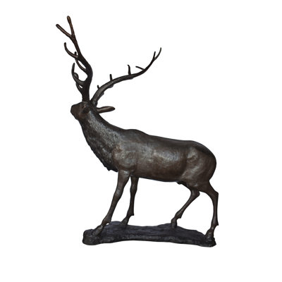 Statue en bronze de renne réaliste et incroyablement détaillée, taille: 75 po x 50 po x H 85 po