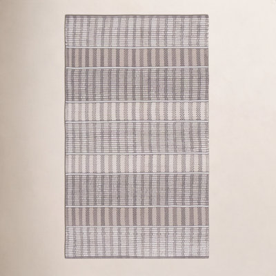 Hand-Woven Geometric Cotton Rug